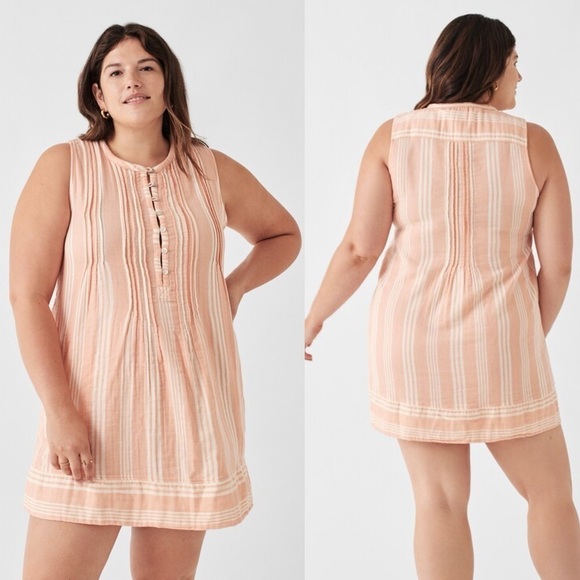 Faherty Dream Organic Cotton Gauze Isha Dress Stripe - Picture 1 of 8
